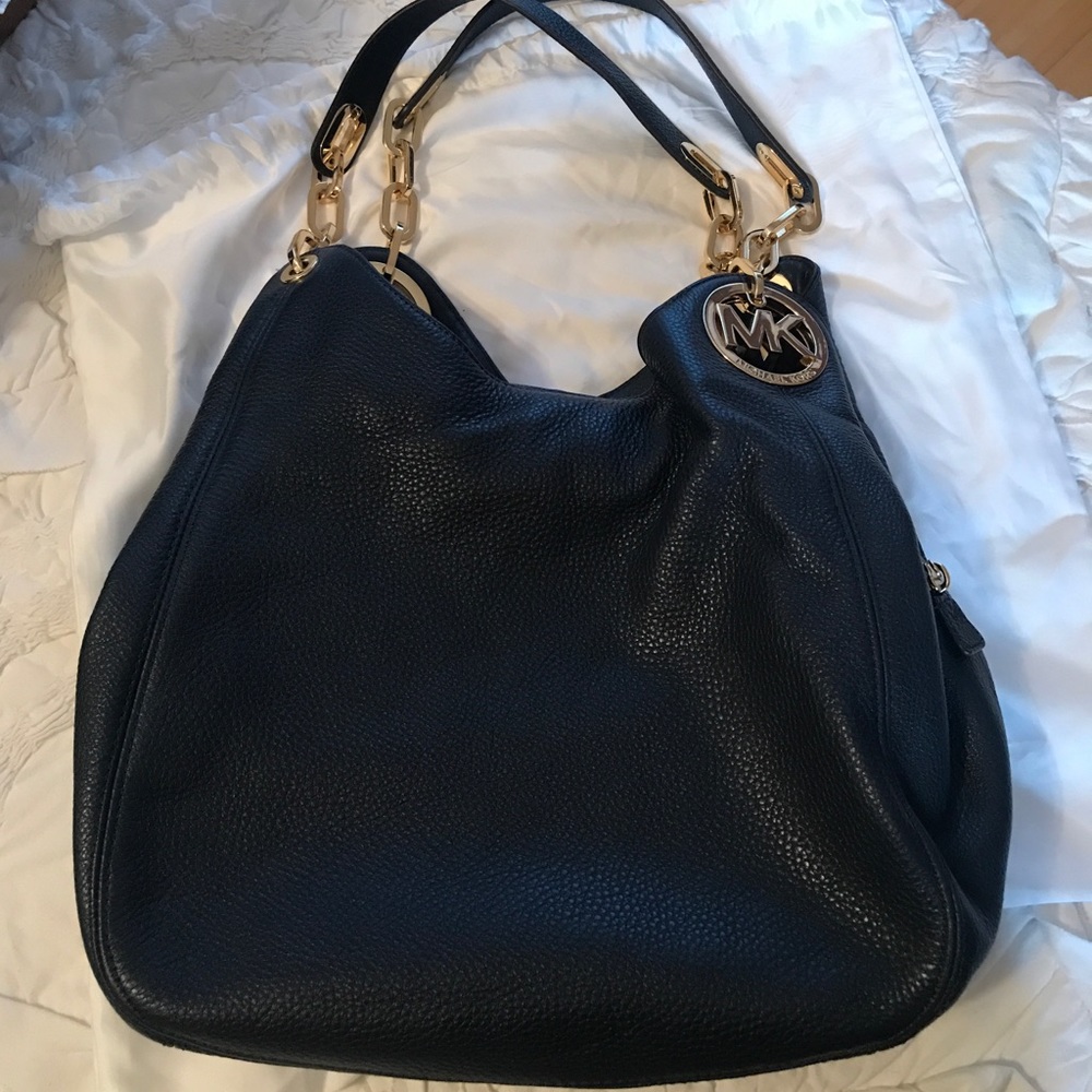 Michael Kors Fulton large shoulder tote navy